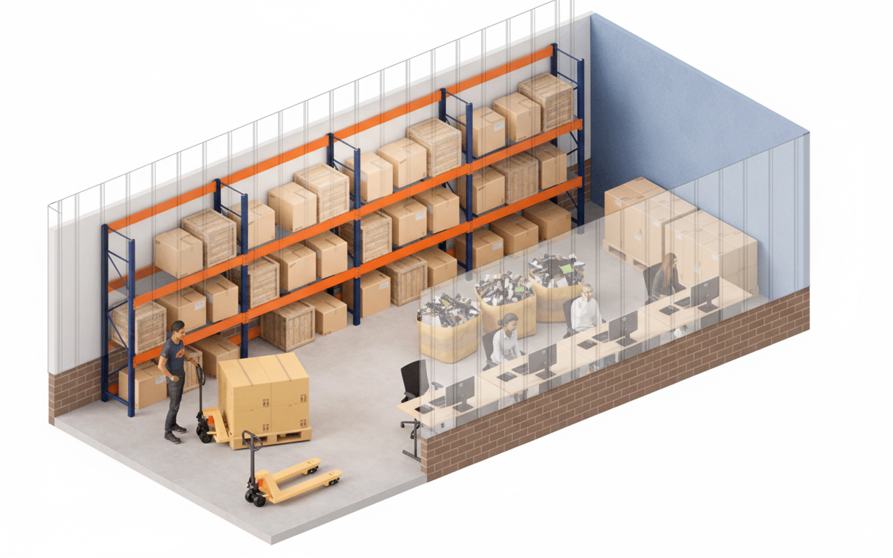 Modern warehouse flexible workspaces